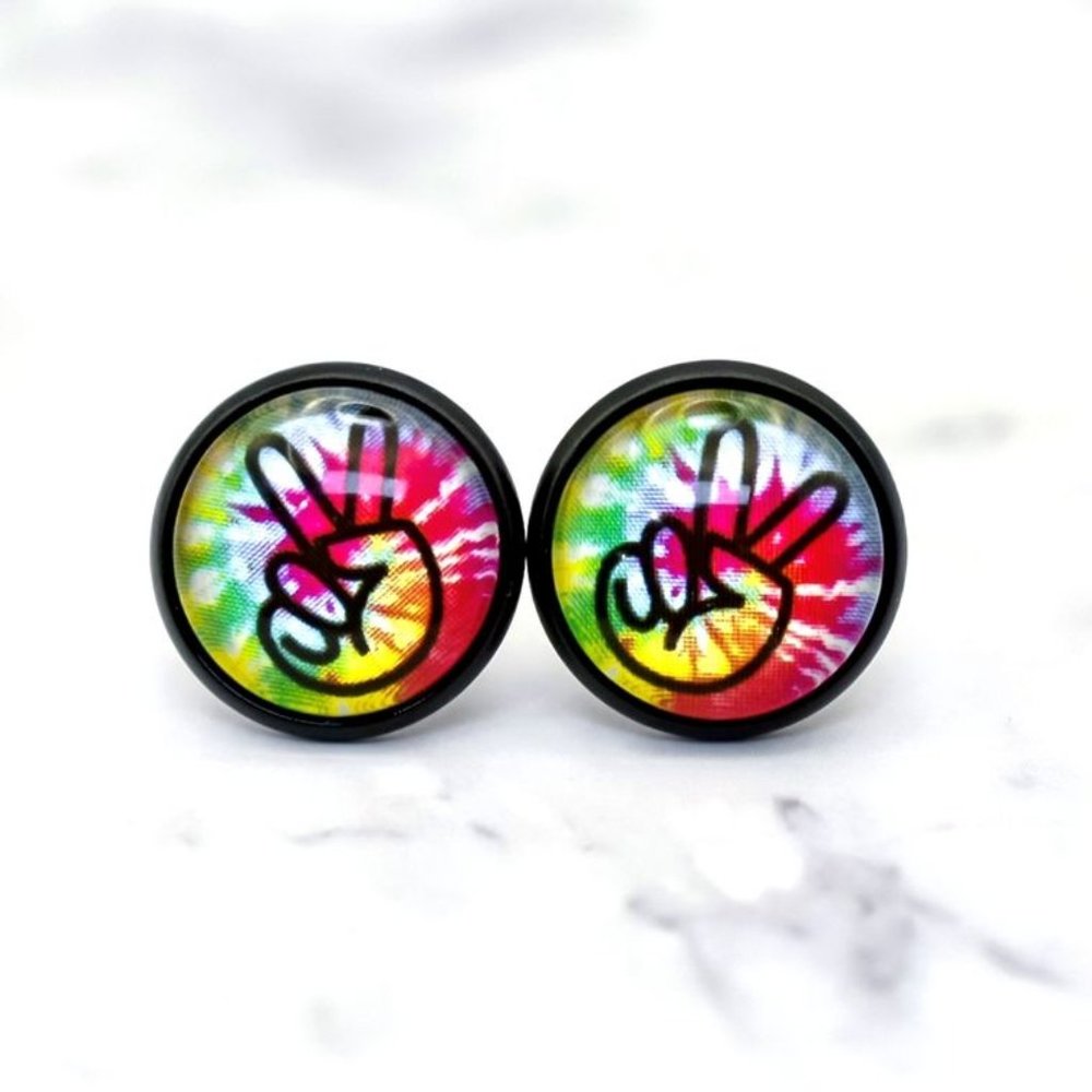 Tie-Dye Peace Stud Earrings
